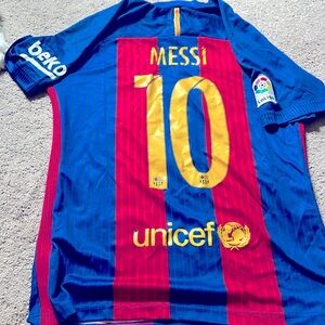 Nike Barcelona Shirt Men's Small Qatar Airways Unicef 2014 Lionel Messi Jersey